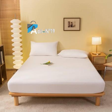 Drap Housse de lit avec bande trés doux + 2 Taies d'oreiller 160x200cm