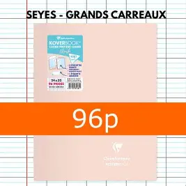 Cahier piqué 24x32 cm 96 pages grands carreaux - couleur aléatoire