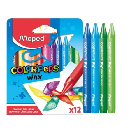 CRAYONS DE CIRE MAPED COLOR'PEPS WAX BOÎTE DE 12