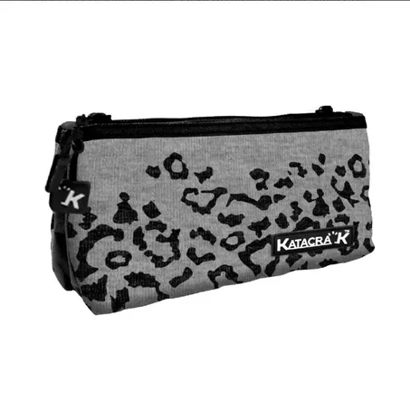Trousse Scolaire double ouverture Katacrak wild gris