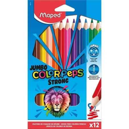 12 CRAYONS DE COULEUR COLOR’PEPS STRONG MAPED