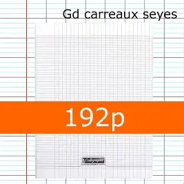Cahier piqué 24x32 cm 192 pages grands carreaux - couleur aléatoire