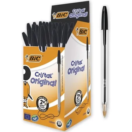 BOITE DE 50 STYLOS BILLE BIC CRISTAL NOIR