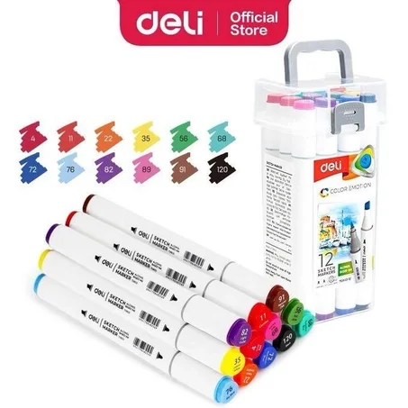 Sketch Marker Boite de 12 couleurs DELI