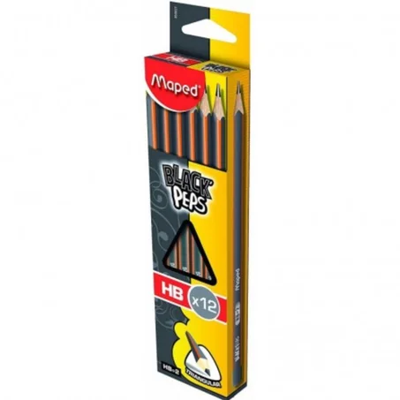BOITE DE 12 CRAYONS À PAPIER MAPED BLACK PEPS HB2