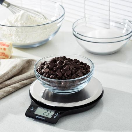 Balance de cuisine numérique en acier inoxydable avec écran LCD, piles incluses