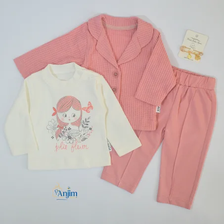 طقم ملابس بناتي قطني