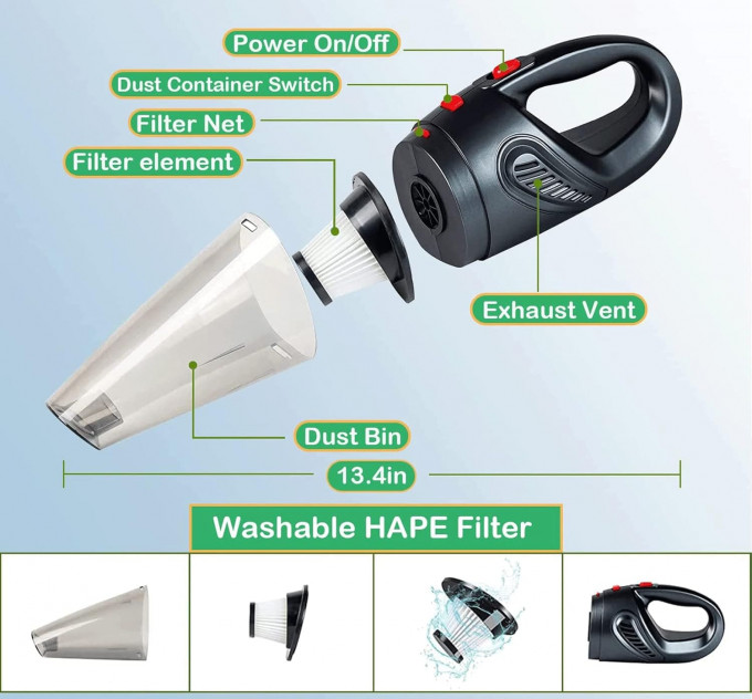 المكنسة الكهربائية المحمولة Handheld Vacuum Cleaner 4 in 1