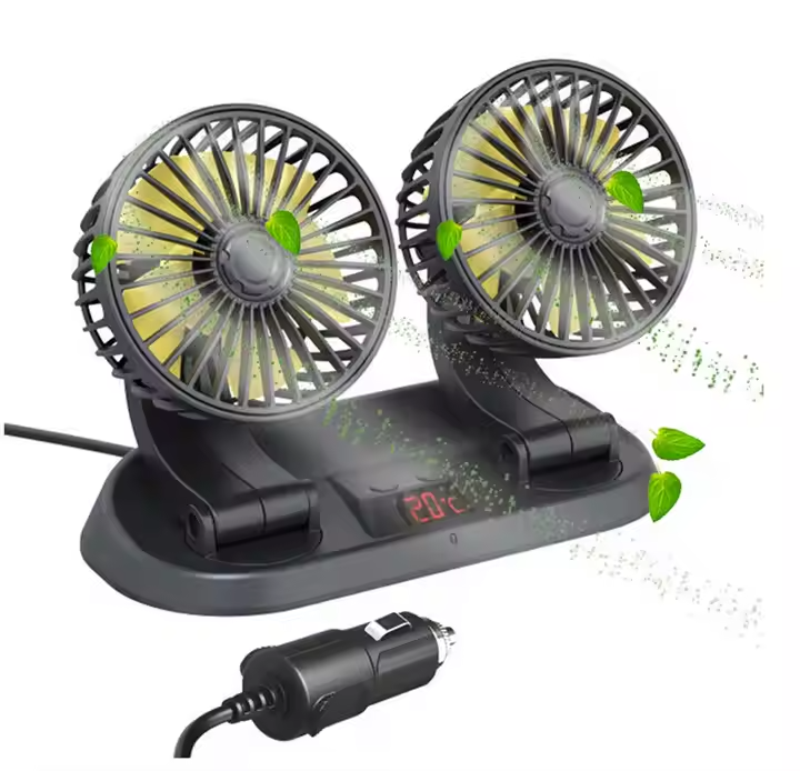 Ventilateur de voiture double tête Chipster™ – Rotation à 360°