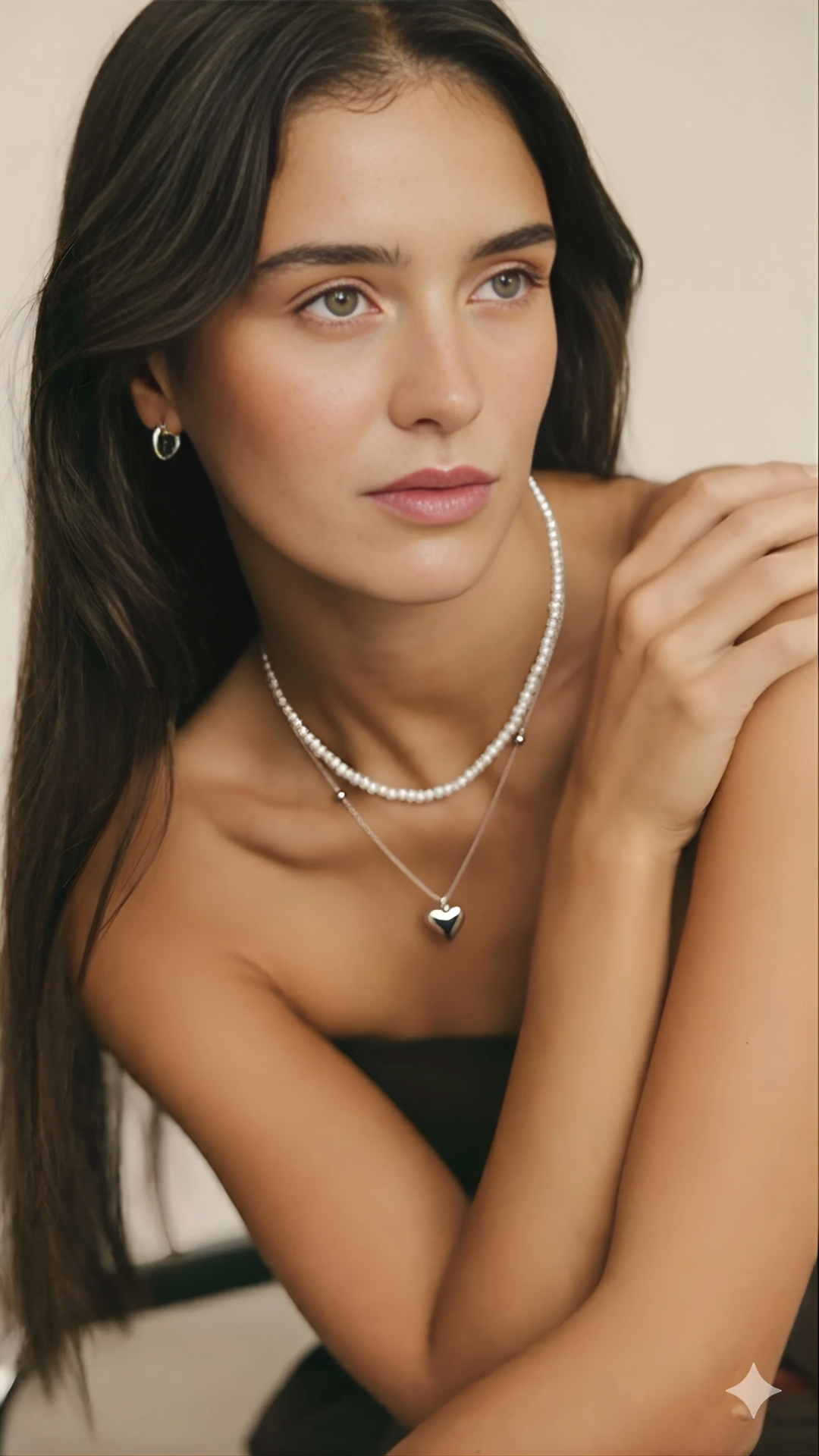 Lapis Lazuli & Pearl Necklace with Silver Kamsa Charm