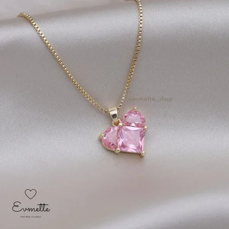 Un collier pendentif cœur rosé en acier inoxydable ✨