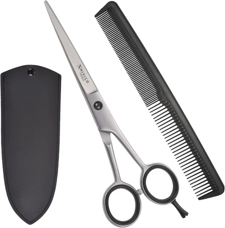 Tijeras profesionales de corte de pelo de 6.5 pulgadas con peine, tijeras afiladas y de peluquería, tijeras de peluquería de acero inoxidable para hombres y mujeres, cuchillas de precisión pa