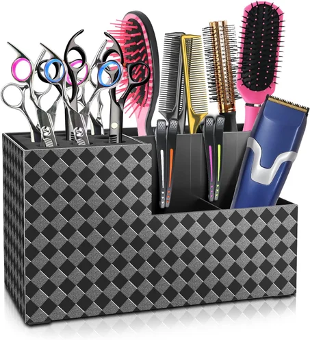 NICEMOVIC Caja de soporte para tijeras de peluquería, accesorios de peluquería, suministros de peluquería profesional para peluquería, organizador de almacenamiento para peinado, peinetas, cl