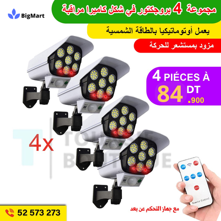 PACK DE 4 PROJECTEURS SOLAIRE EN FORME DE CAMERA