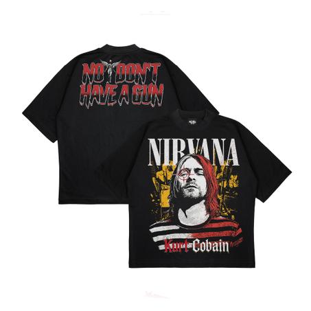 Kurt Cobain “No, I Don’t Have a Gun” Oversized Graphic Tee – Nirvana-Inspired Streetwear