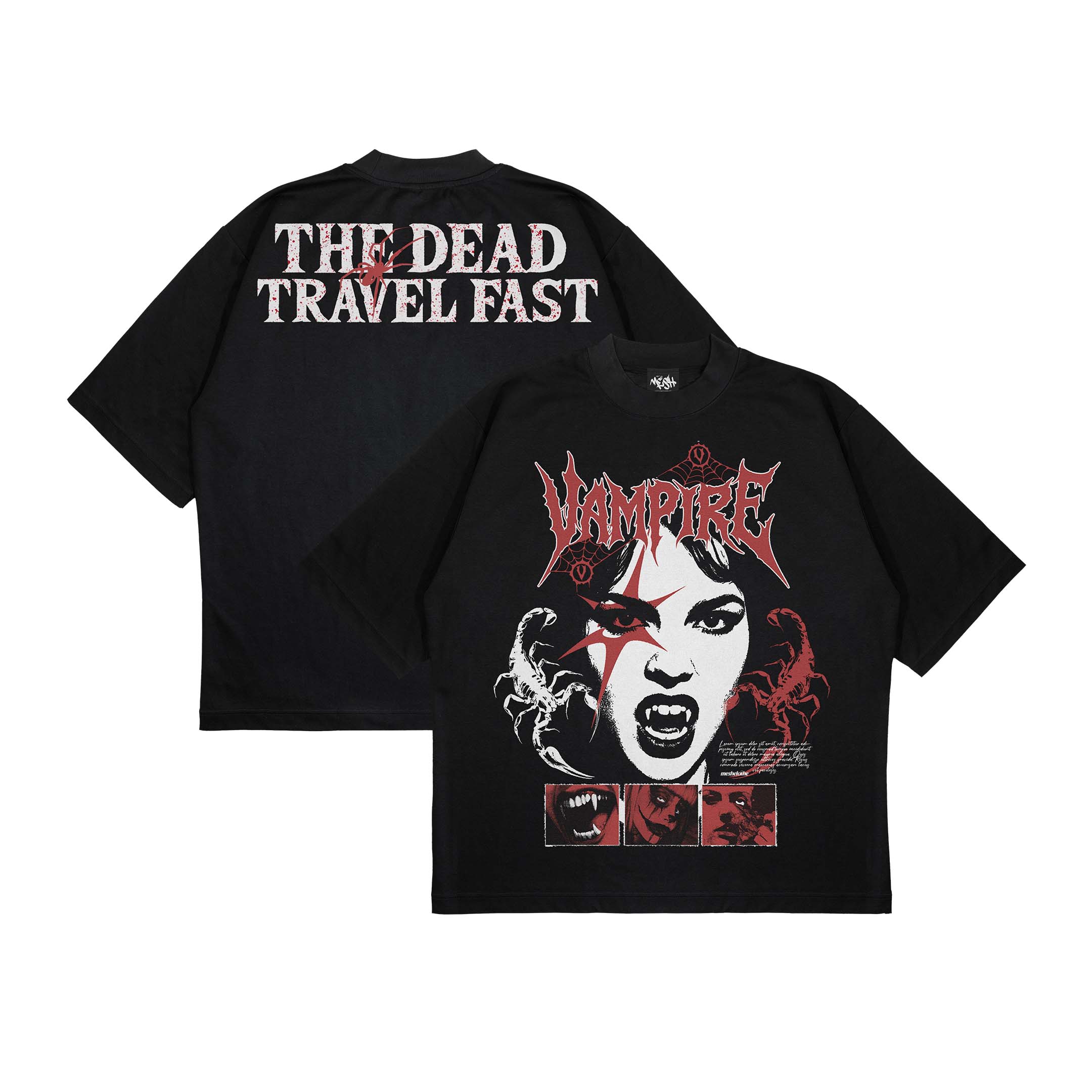 Vampire Gothic Oversized T-Shirt – Dark Aesthetic Blood & Shadows Tee