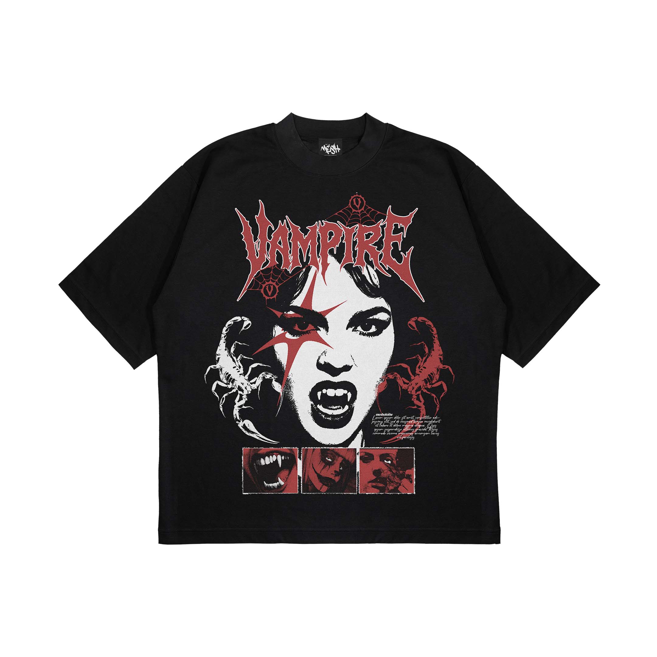 Vampire Gothic Oversized T-Shirt – Dark Aesthetic Blood & Shadows Tee