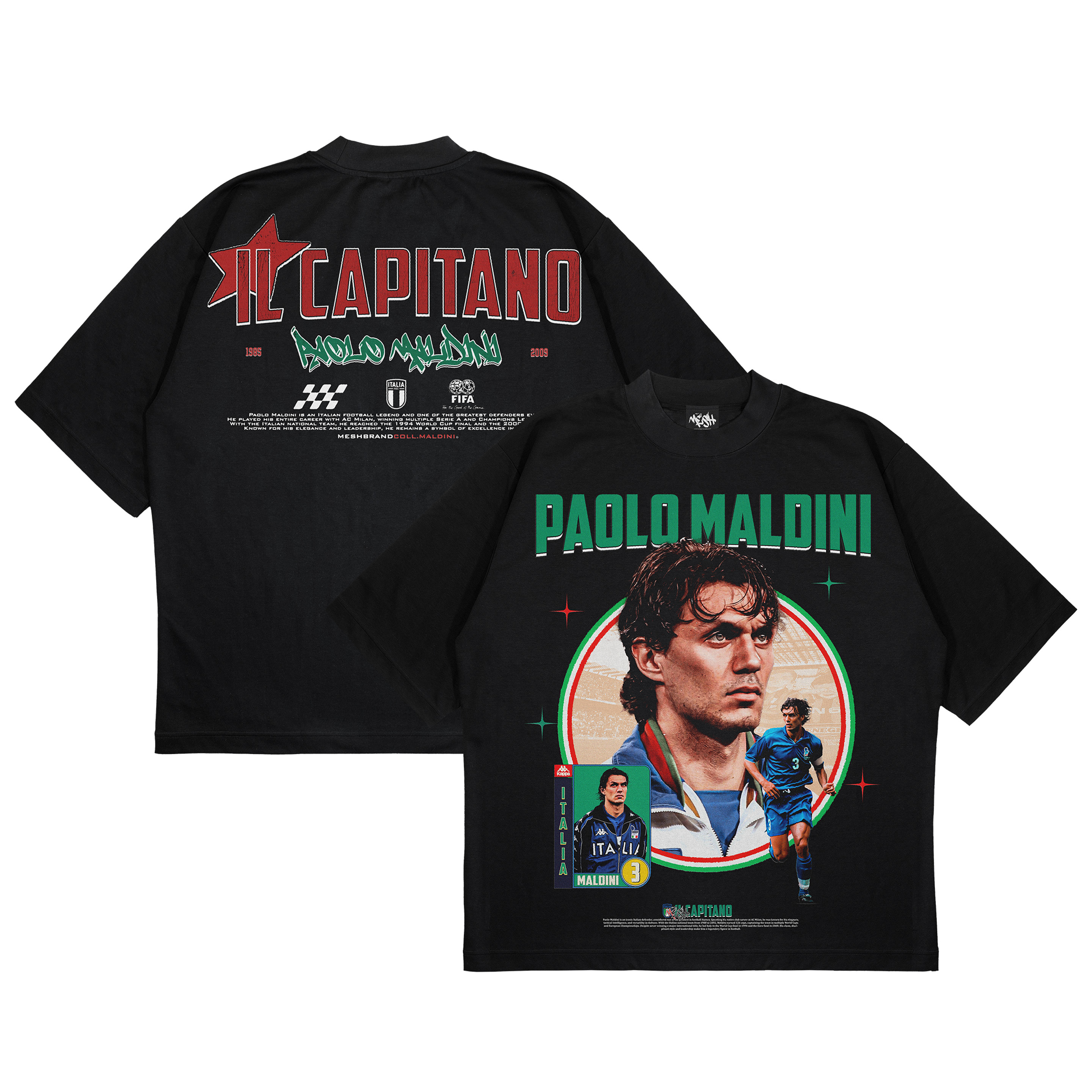 Paolo Maldini Oversized T-Shirt – Italy “Il Capitano” Football Legend Tee