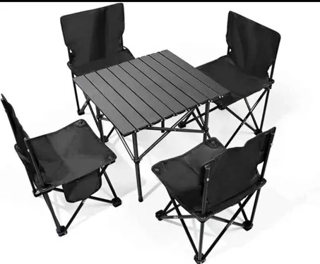 TABLE CAMPING AVEC 4 CHAISES 2 COULEURS