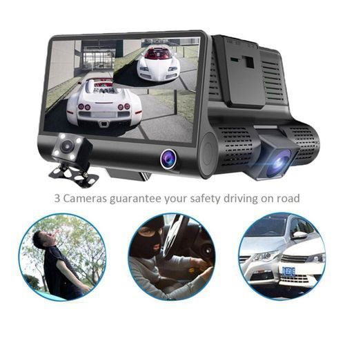 Car Dvr Dashcam ثلاثية - كاميرا أمامية + كاميرا داخلية وكاميرا