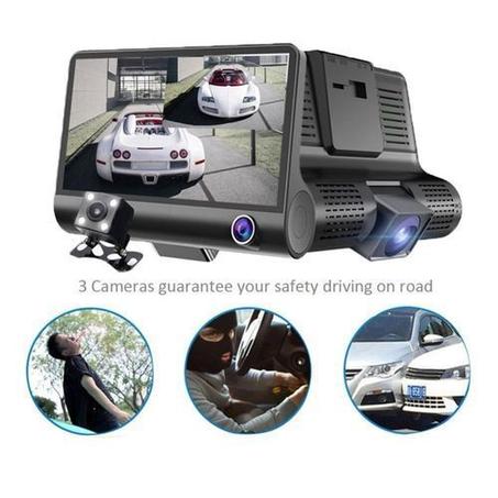 Car Dvr Dashcam ثلاثية - كاميرا أمامية + كاميرا داخلية وكاميرا
