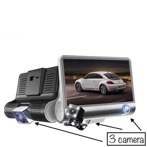 Car Dvr Dashcam ثلاثية - كاميرا أمامية + كاميرا داخلية وكاميرا