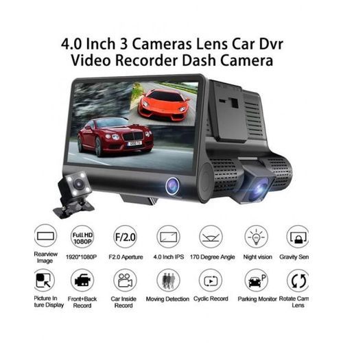 Car Dvr Dashcam ثلاثية - كاميرا أمامية + كاميرا داخلية وكاميرا