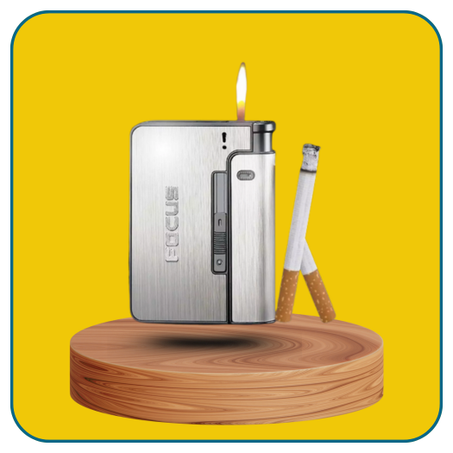 علبة و ولاعة سجائر المعدنية