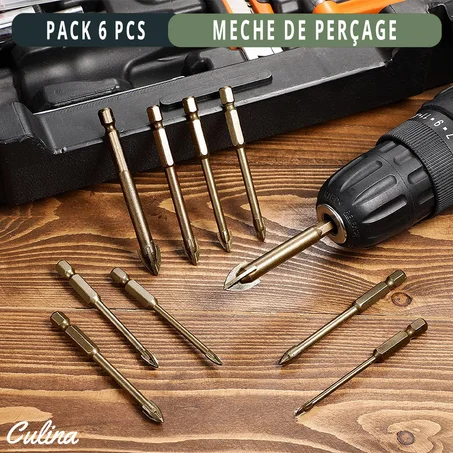Meche De Perçage À Haute Efficacité Multifonctionnel Triangle Croisé (6Pièces) (c)