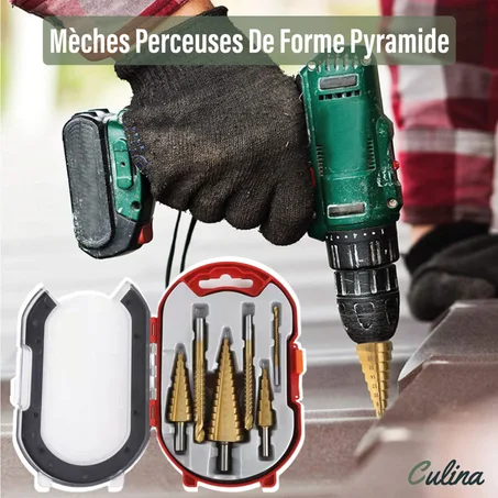 Mèches Perceuses De Forme Pyramide En Acier Titane Pour Perçage Professionnelle, 1 Ère Qualité.