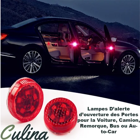 Voyant D'avertissement Led De Porte De Voiture Pack 2 Portes Et Pack 4 Portes (c)