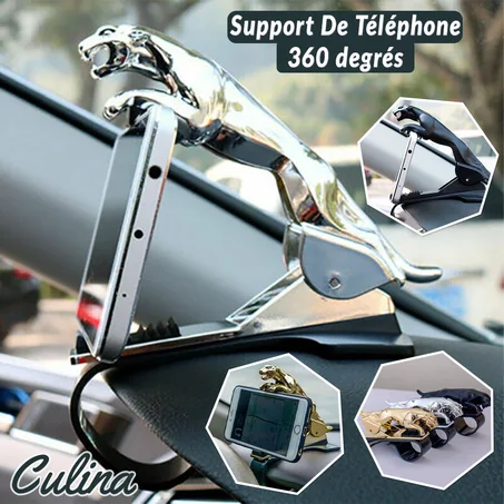 Support De Téléphone Style Jaguar Pour Tableau De Bord De Voiture À 360 Degrés (c)