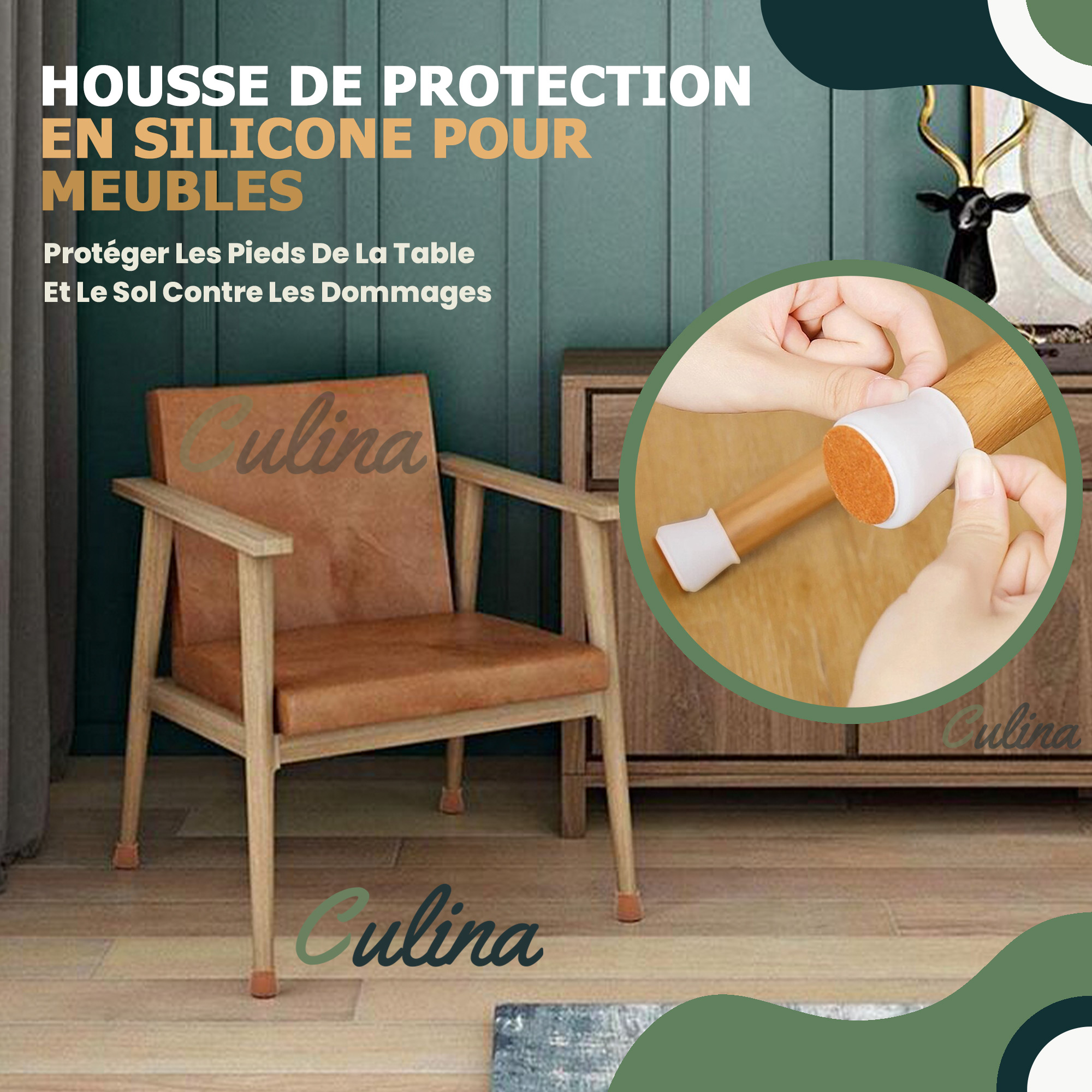 8PC ABenxxou Housse de Protection en Silicone pour Pieds de table et de chaise Capuchons Protection pour meubles Antidérapant Résistant à lusure 