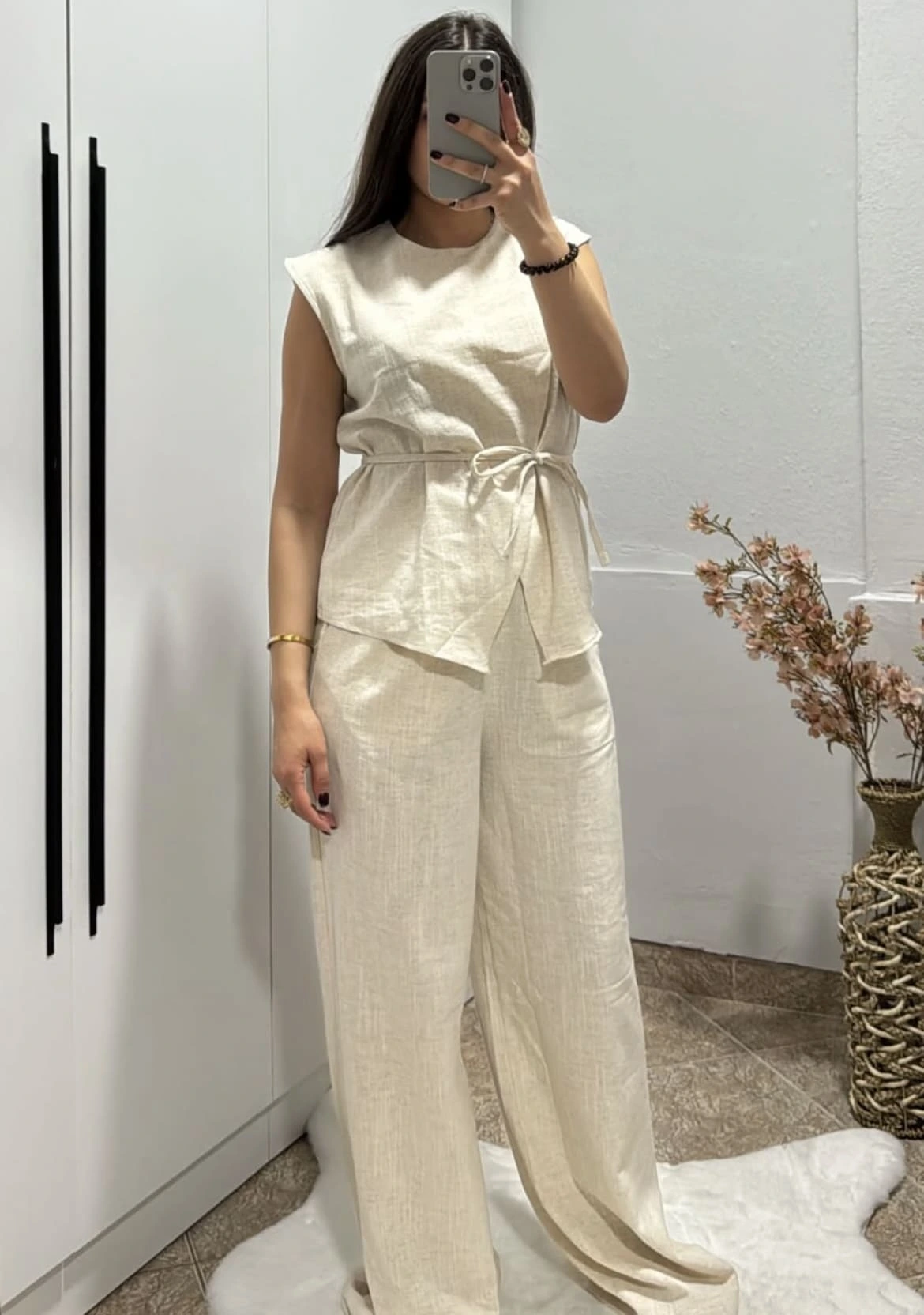 Ensemble en lin beige