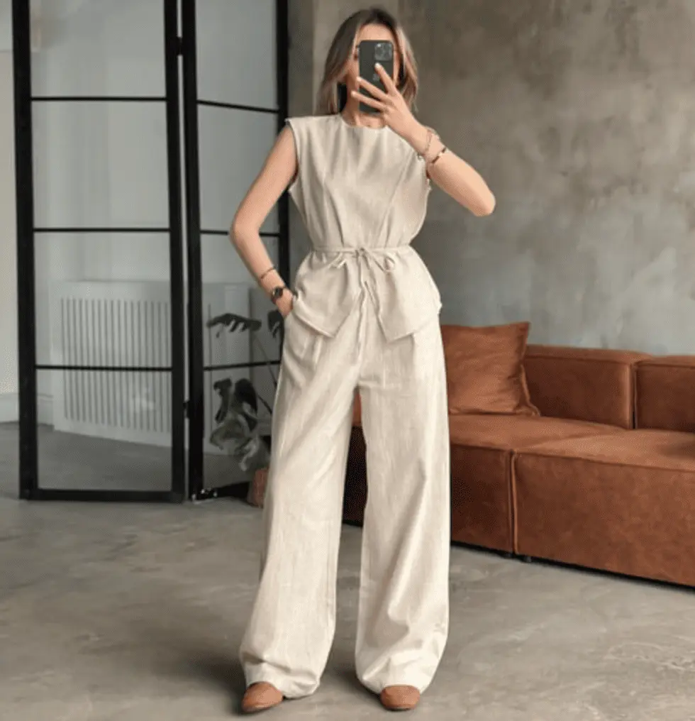 Ensemble en lin beige