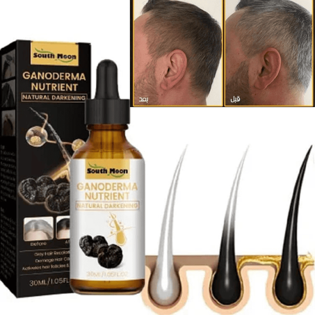 GANODERMA NUTRIENT   لتحفيز إنتاج الميلانين للتخلص من الشيب بشكل طبيعي و دائم للرجال والنساء.