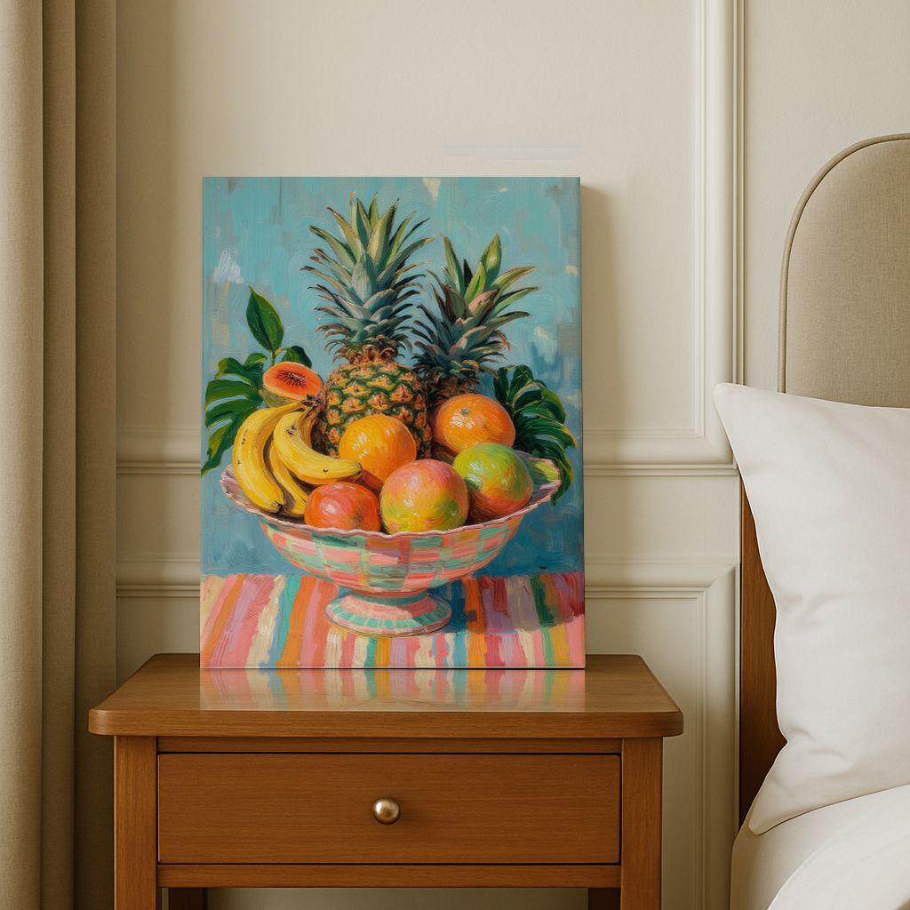 Fruits tropicaux sur lin