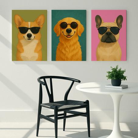 Lot 3 Tableaux - Chiens à lunettes (2)