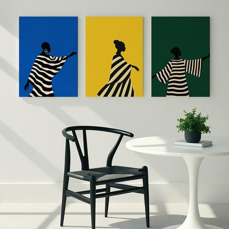 Lot 3 Tableaux - Silhouettes Africaines