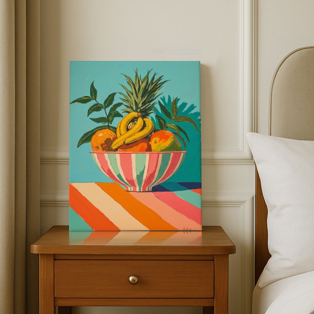 Ananas et pêches, bol corail