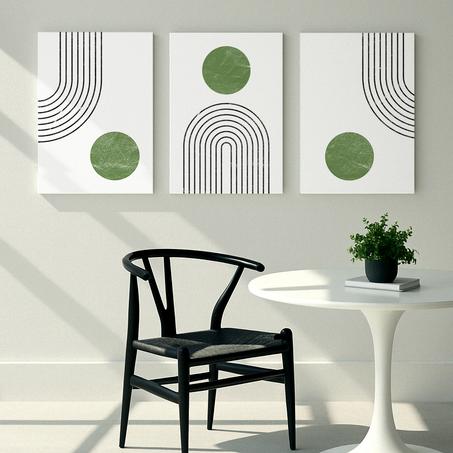 Lot 3 Tableaux - Vert Sauge
