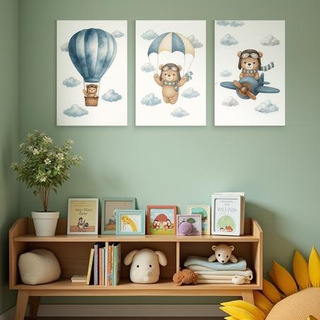 Lot 3 Tableaux - Ours en Peluche