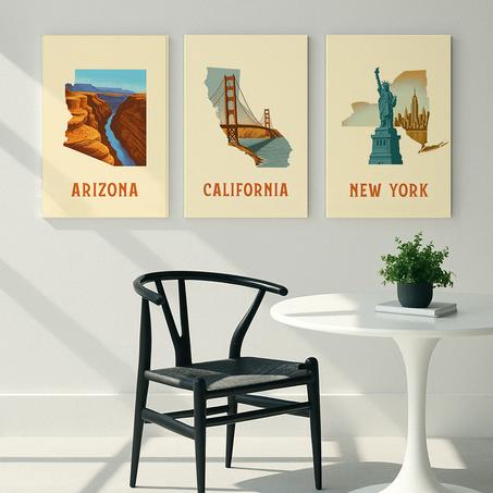 Lot 3 Tableaux - Arizona - California - New York