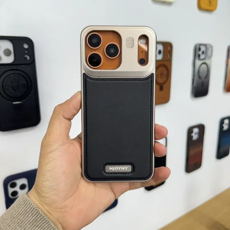 iPhone 17 Pro Max Metallic AeroFLex Aluminium Leather with Aroma Perfume (BLACK)