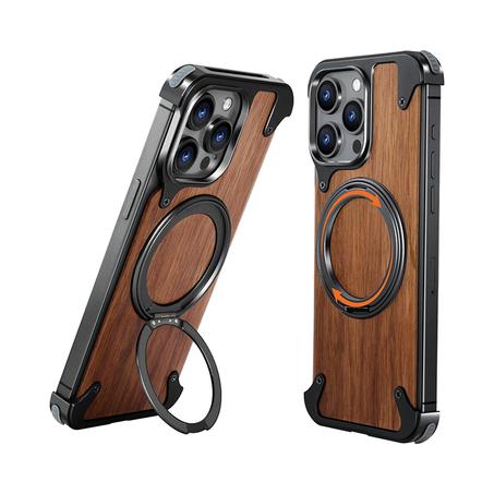 Natural Wood Magnetic Case iPhone with 360° Ring Stand
