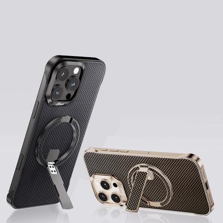 Carbon Fiber Texture Frameless PC Shockproof Cover + Ring