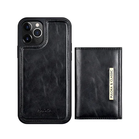 Coque magnétique avec portefeuille détachable en cuir iPhone 14