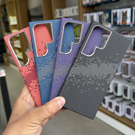 S24 ULTRA Carbon Fiber Pattern Case with 3D Embossed Hard Shell