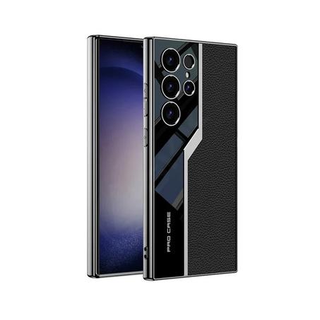 Pro Case Half Leather Half Glass with Camera Protection for Samsung