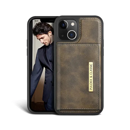 Coque magnétique avec portefeuille détachable en cuir iPhone 13